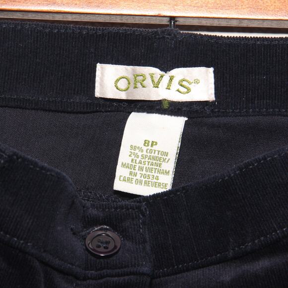 Orvis Black Corduroy Stretch Jeans Size 8 Petite Straight Leg - Picture 7 of 7